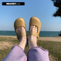Lost Elk Deer Fat Mound Mound Genuine Leather Round Head BUTTON MARY PRECIOUS WOMENS SHOES SPRING RETRO SHALLOW MOUTH 100 LAP SINGLE SHOES