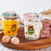 Milk cup with scale Milk drinking glass Special cup for milk powder Childrens milk cup Bubble cup with lid High temperature resistance