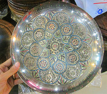 Pakistani national characteristics handmade large colorful copper plate home furnishings decoration Indian-Pakistani culture