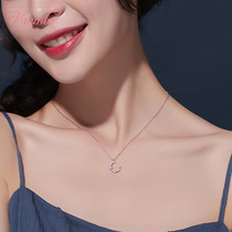 Necklace female sterling silver simple ins tide student star moon pendant Tanabata Valentines Day net Red niche design clavicle chain