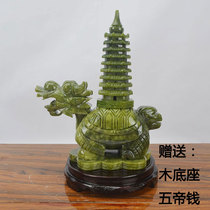 Jade 9-story Dragon turtle Wenchang Tower ornaments home living room porch desk bookcase crafts gifts