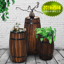 Carbonized solid wood wine barrel Decorative oak barrel Wooden beer barrel Red wine barrel Bar exhibition Wedding photography props