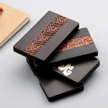 Chinese style retro exquisite womens desktop custom logo business card box mens personality creative fashion high-end Wooden Mens portable business business card holder solid wood card portable storage box