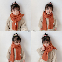 ins Korean baby wool scarf autumn and winter warm smiley face patch Joker children retro knitted scarf tide