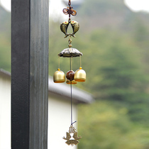 Retro Kirin mascot metal wind bell hanging decoration bronze bell-bell pendant decoration gift home wall-mounted hanging ornament doorbell