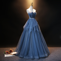 Temperament Breasted Banquet Bride to Marry Toast to Vocal Arts Exam Hosted Evening Gown Starry Sky High Set Into Man Gown