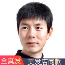 Black wig male full-life hair silk natural bangs full-head short hair fine cut inch head full top middle-aged tide