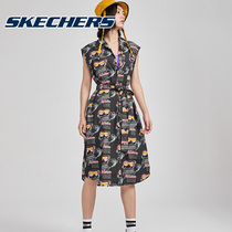 Skate dress for women dress 2021 summer new sleeveless print tide waist sports dress long dress L220W159