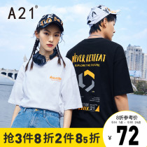 A21 summer 2021 New Couple 3M reflective loose short sleeve T-shirt Tide brand mens Xinjiang cotton white mens