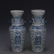 Qinglate Qing Flower Double-earthen Heinebottle A pair of the old home Tibetan imitation ancient porcelain ancient playing antique collection retro swing piece