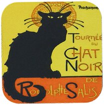 3dRose Taiche Acrylic Art Cats Le Chat Noir Coaster