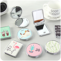 Net red Mini mirror female portable makeup mirror small cute portable folding dormitory students holding double mirror