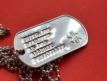 (U.S. military aircraft stamping) Custom intaglio DogTag U.S. military original medical dog tag medical warning sign