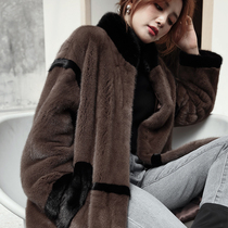 Imported whole mink coat velvet 2021 Haining new winter mink fur womens young fashion jacket long