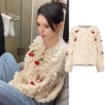 Cardigan Sweater Woman Design Sensation Small Crowdspring Solid Cherry Retro Superior Round Collar Gentle Wind Knit Blouse Women
