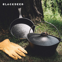 BLACKDEER Black Deer Wu Cast Iron Flat Pan Outdoor Pot Uncoated Non-stick Pot Hanging Pot Household Soup Pot