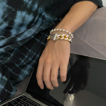 Carmen ins niche Design Tide brand Diamond Cuban chain bracelet bracelet men hip hop personality hiphop jewelry women