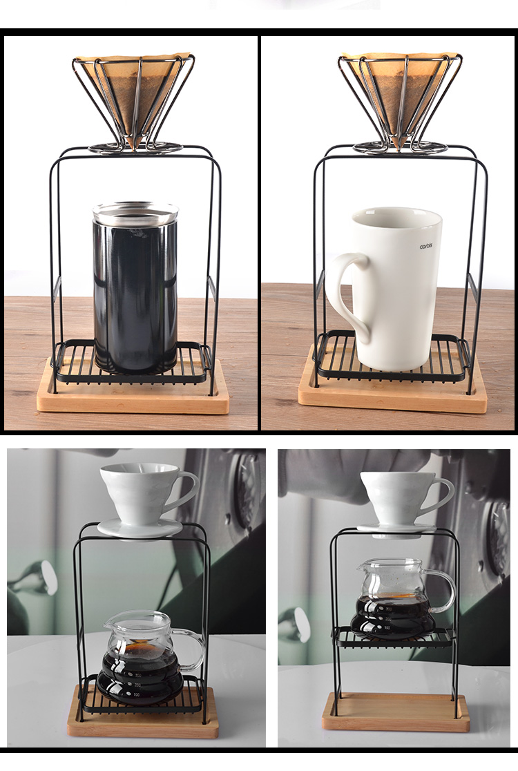手作りのコーヒーホルダー金属ブラケットドリップフィルターカップ棚木製シンプルなカップホルダーコーヒーサポート器具