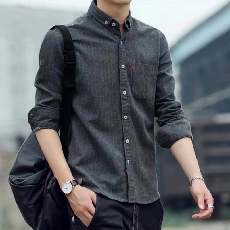 Clearing the warehouse and picking up leaks. Oxford Textile Foreign Trade Men's Wear Factory's Tailings. Summer Thin casual and versatile striped long sleeved shirt for men
