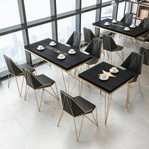 Net celebrity milk tea shop table and chair combination Cafe Snack bar Fast food bar Clear bar Restaurant table Restaurant furniture