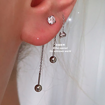 Superior Sense Temperament Long Streaming Suearrings 2021 New Summer 100 Hitch Water Drilling Screwball Titanium Steel Earrings Earrings