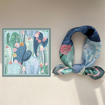 French niche silk square towel spring and summer new decorative printing and retro scarf professional lady little silk scarf