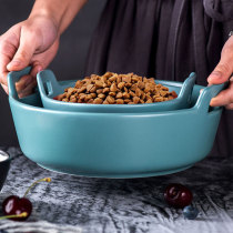 Dog bowls big numbers Puppy bowls Drink water bowls Ceramic anti-overturning dog pots Pets Pets Golden Hair Alaska Cat Bowls Large Dogs