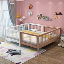 Baby splicing bed Children solid wood beech wood bedside bed widened bed custom Yanbian small bed crib splicing big bed