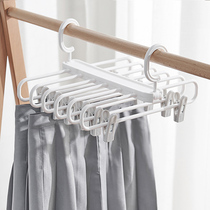Folding pants rack telescopic multifunctional multi-layer pants hanger home magic pants clip wardrobe storage artifact pants hanger