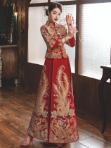 Xiuhe clothing bride 2021 new wedding dress Chinese wedding dress out of the cabinet dress wedding dress phoenix crown xia dragon phoenix jacket winter