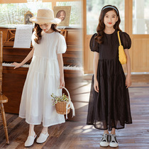 Korea 2021 Girls Dress Princess Dress Summer Korean version childrens clothing round neck dress Zhongda childrens catwalk dress