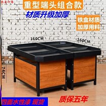 Supermarket Fruit Shelf Convenience Store Drinks Supermarket Shelf Wooden Multifunctional Community Steel Wood Frame Vegetable and Fruit Shop