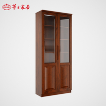 Huali solid wood bookcase with glass door two doors and three doors corner combination bookcase 2118012 incredibly home