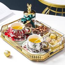 English afternoon tea tea set Nordic export villa Hotel exquisite dried fruit snack plate Coffee cup Flower tea cup set