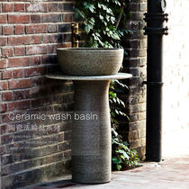 Wash basin column type face washing Ceramic column basin balcony bathroom outdoor integrated floor platform basin courtyard