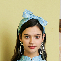 MOODXMIURA trend New Shila girl blue pink jacquard hair band Sweet Net red wild hair accessories