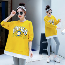 Pregnant women autumn suit tide 2020 summer two-piece fashion out of the dress spring and autumn loose long-sleeved T-shirt