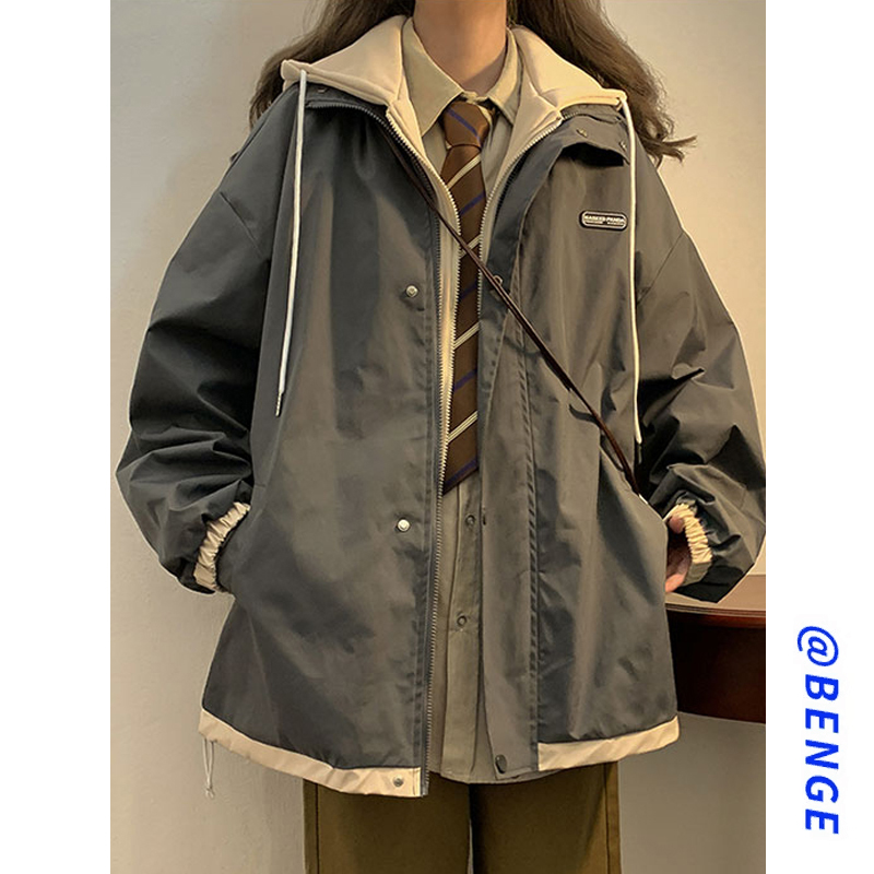 Fake two pieces of assault jacket for women's spring and autumn 2023 new popular cotton jacket, cotton jacket, winter thickened baseball jacket