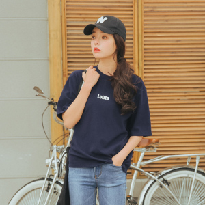 Real 320# Spring Summer Lolita concise letters Printing Small fresh wild Short Sleeve T-shirt bhiner lolita fashion