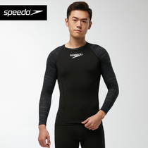  2021 new Speedo mens swimming sunscreen top water surfing long-sleeved quick-drying chlorine-resistant fitness swimsuit men