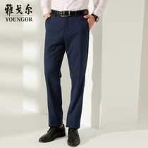 Youngor trousers spring and autumn new official business casual fashion wool slim-fit long suit pants men 2619