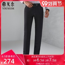 Youngor autumn new mens official business casual wool four-season straight slim mens trousers 3796