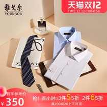 Youngor men long sleeve shirt autumn new official business leisure cotton non-iron lining shirt men 4436