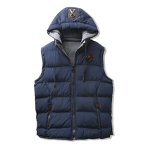 Two sides wearing down cotton waistcoat male autumn winter outside wearing warm vest upright collar with cap movement windproof double face wearing jacket
