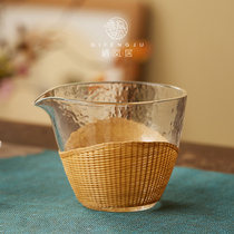 Qifengju bamboo woven Japanese hammer pattern high permeability thickened heat-resistant Road cup glass tea divider high grade male Cup Tea Sea