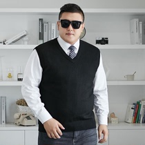Fat plus size mens knitwear vest pullover fat sweater vest middle-aged man Dad loose version of waistcoat