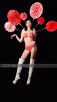 61 Christmas red back board nightclub female dj singer bar gogo dance team party costumes