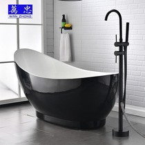  All copper black floor-standing shower bathtub faucet Hot and cold cylinder side in-wall vertical mixing valve Bathtub faucet