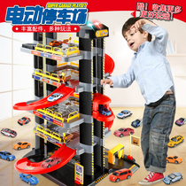 Electric large multi-storey parking lot rail car childrens toy educational racing boy car model set gift