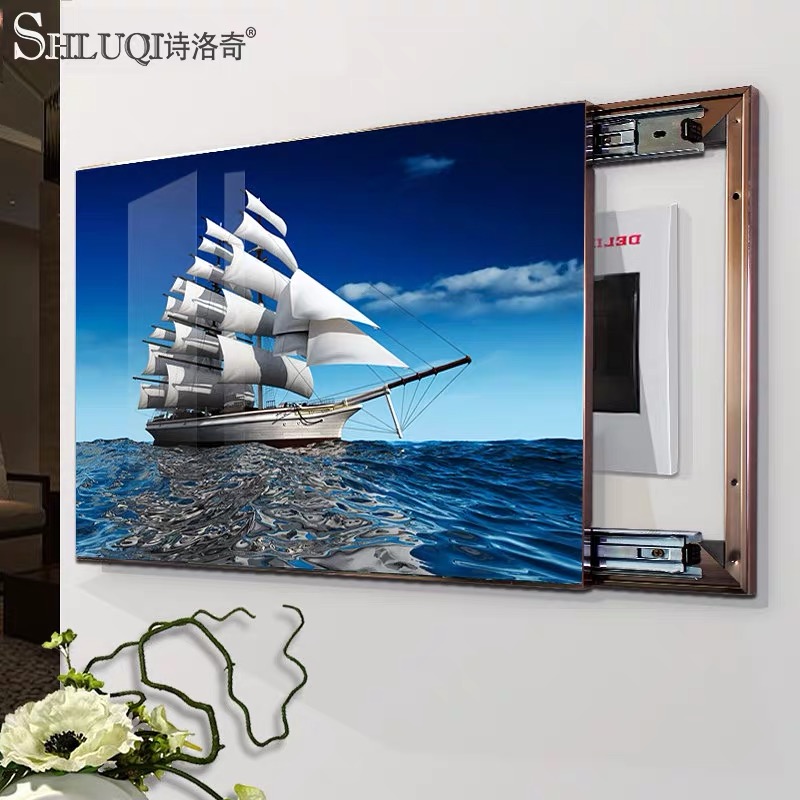 Modern Simple Electric Meter Box Decorative Painting Push-pull Air Switchbox Distribution Box Sluice Shield Landscape Painting Boat